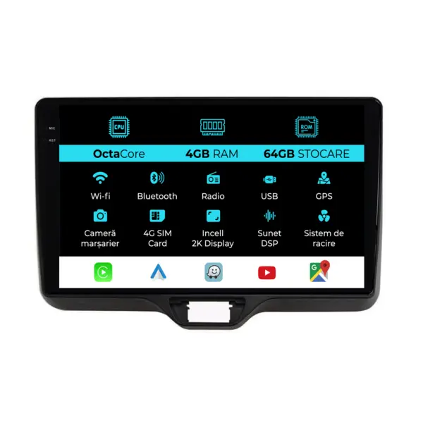 Navigatie Dedicata Toyota Yaris P21 (2020-2025), 2K, 4Gb Ram, 64Gb Stocare, Carplay
