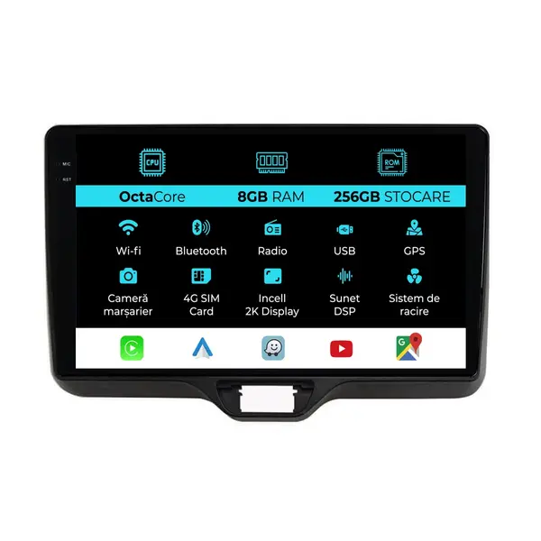Navigatie Dedicata Toyota Yaris P21 (2020-2025), 2K, 8Gb Ram, 256Gb Stocare, Carplay