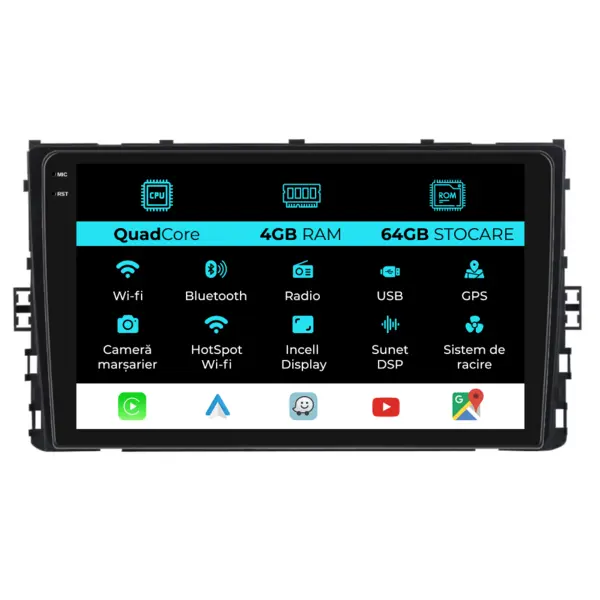 Navigatie Dedicata Volkswagen Amarok (2011 - 2022), QuadCore, 9 Inch, 4Gb Ram, 64Gb Stocare, Android Auto, Carplay