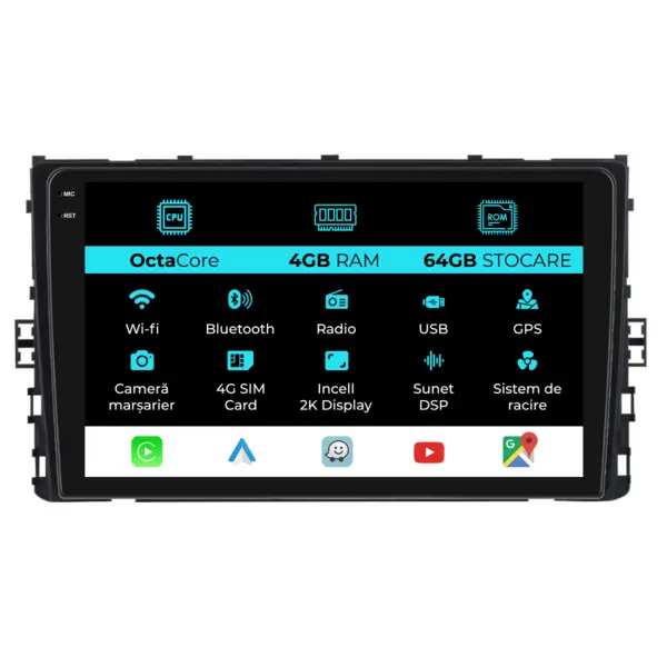 Navigatie Dedicata Volkswagen Amarok 2017+, 2K, 4Gb Ram, 64Gb Stocare, Carplay