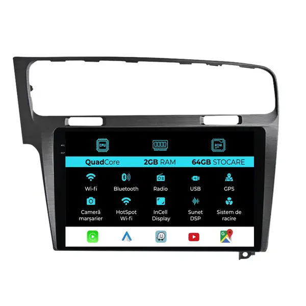 Navigatie Dedicata Volkswagen Golf 7 (2013-2020), 10Inch, 2Gb Ram, 32Gb Stocare, Carplay