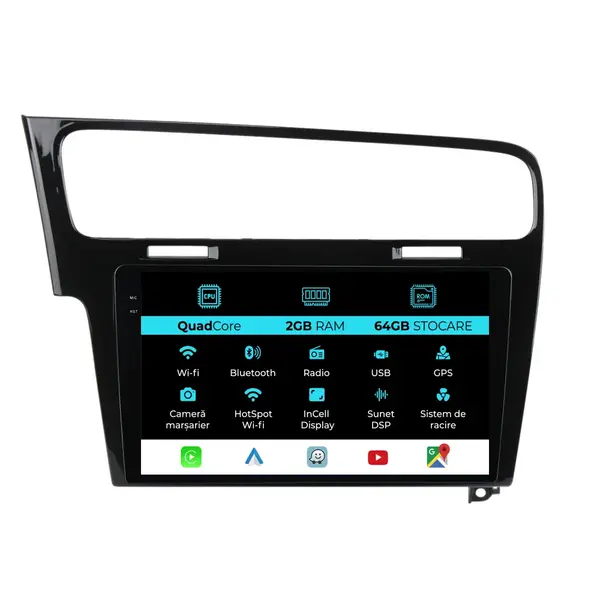 Navigatie Dedicata Volkswagen Golf 7 (2013-2020), 10Inch, 2Gb Ram, 32Gb Stocare, Carplay