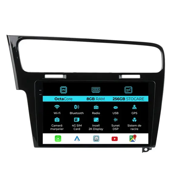 Navigatie Dedicata Volkswagen Golf 7 (2013-2020), 2K, 8Gb Ram, 256Gb Stocare, Carplay