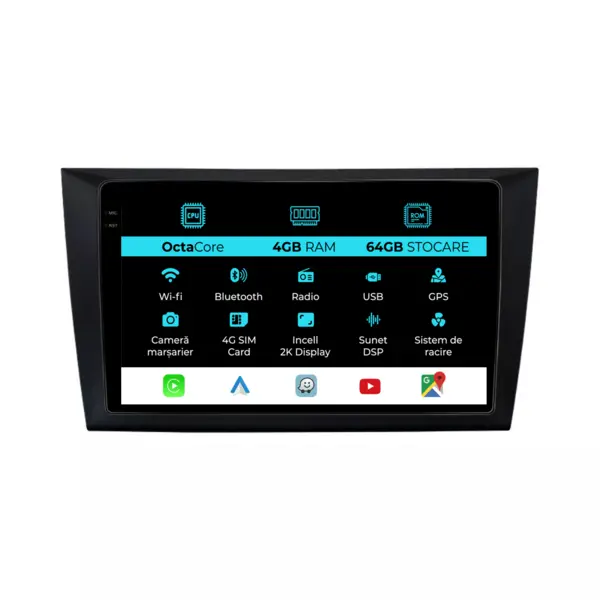 Navigatie Dedicata Volkswagen Golf MK6 (2009-2013), 2K, 4Gb Ram, 64Gb Stocare, Carplay