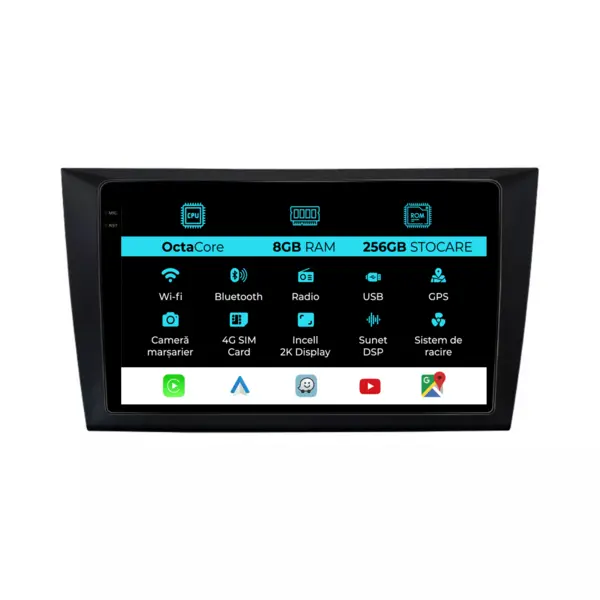 Navigatie Dedicata Volkswagen Golf MK6 (2009-2013), 2K, 8Gb Ram, 256Gb Stocare, Carplay
