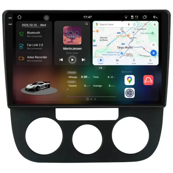 Navigatie Dedicata Volkswagen Golf5 Jetta (2004-2009), 2K, 12Gb Ram, 256Gb Stocare, Carplay - Clima Manuala