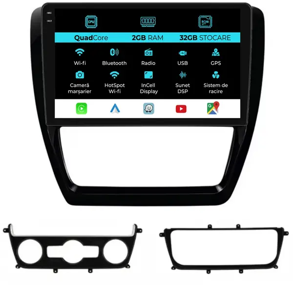 Navigatie Dedicata Volkswagen Jetta (2005 - 2018), 10 Inch, 2Gb Ram, 32Gb Stocare, Android Auto, Carplay
