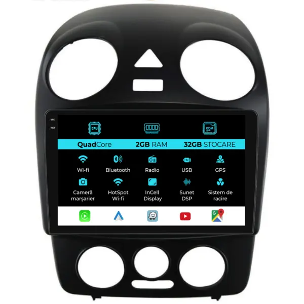 Navigatie Dedicata Volkswagen New Beetle (2004-2011), 9Inch, 2Gb Ram, 32Gb Stocare, Carplay