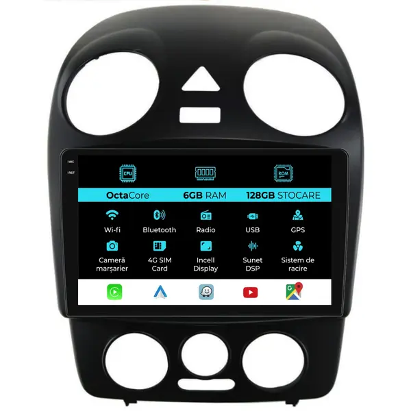 Navigatie Dedicata Volkswagen New Beetle (2004-2011), 9Inch, 6Gb Ram, 128Gb Stocare, Carplay