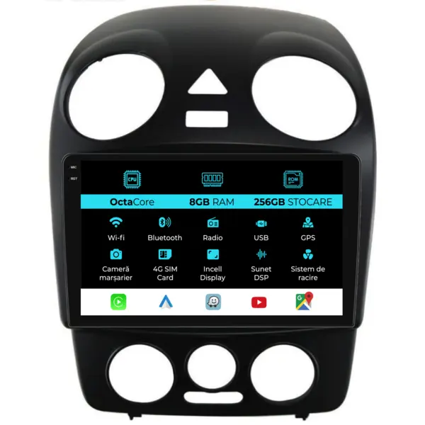 Navigatie Dedicata Volkswagen New Beetle (2004-2011), 9Inch, 8Gb Ram, 256Gb Stocare, Carplay