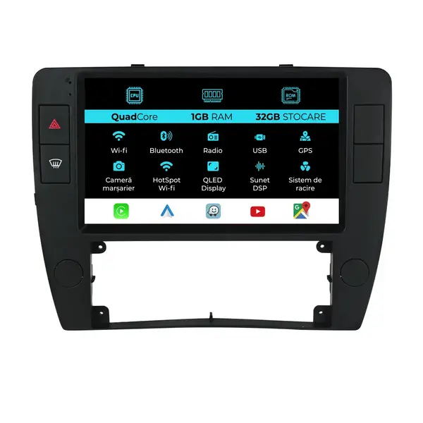 Navigatie Dedicata Volkswagen Passat B5 (2000 - 2005), 9 Inch, 1Gb Ram, 32Gb Stocare, Android Auto, Carplay