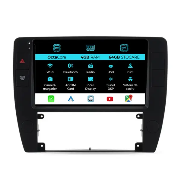 Navigatie Dedicata Volkswagen Passat B5 (2000-2005), 9Inch, 4Gb Ram, 64Gb Stocare, Carplay