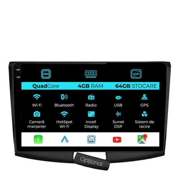 Navigatie Dedicata Volkswagen Passat B6 (2006 - 2011), QuadCore, 10 Inch, 4Gb Ram, 64Gb Stocare, Android Auto, Carplay