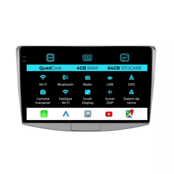 Navigatie Dedicata Volkswagen Passat B6 B7 CC (2005-2015),QuadCore, 10Inch, 4Gb Ram, 64Gb Stocare, Carplay