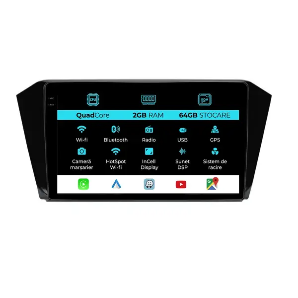 Navigatie Dedicata Volkswagen Passat B8 (2015-2022), 10Inch, 2Gb Ram, 32Gb Stocare, Carplay