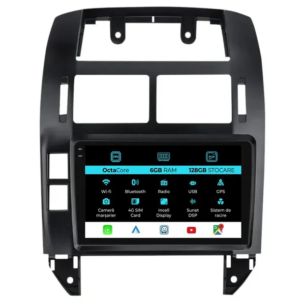 Navigatie Dedicata Volkswagen Polo (2004-2011), 9Inch, 6Gb Ram, 128Gb Stocare, Carplay