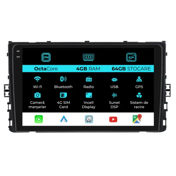 Navigatie Dedicata Volkswagen Taigo 2021+, 9Inch, 4Gb Ram, 64Gb Stocare, Carplay