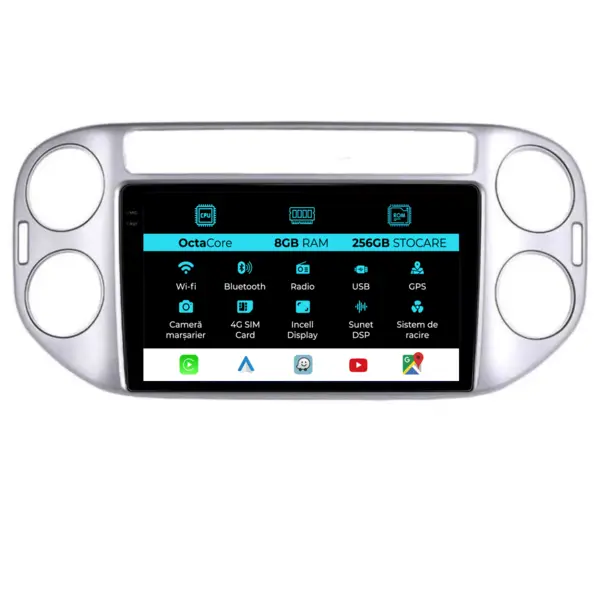 Navigatie Dedicata Volkswagen Tiguan (2006-2016), 9Inch, 8Gb Ram, 256Gb Stocare, Carplay