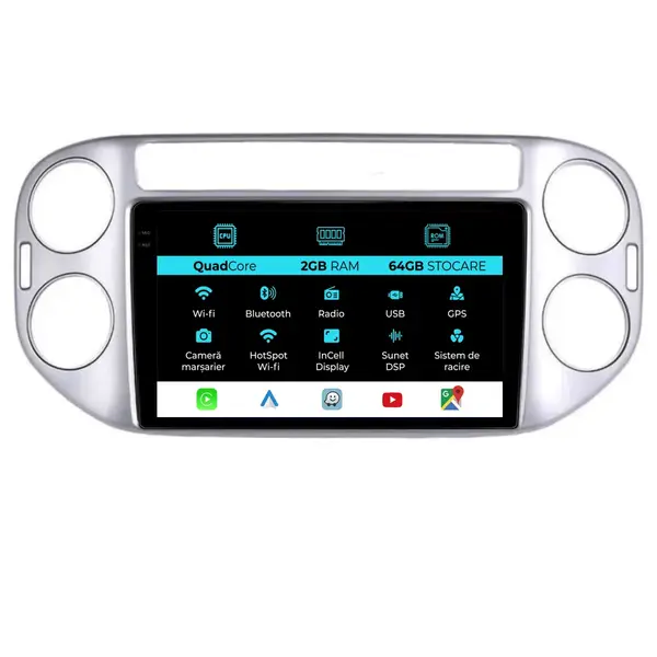 Navigatie Dedicata Volkswagen Tiguan (2007 - 2015), 9 Inch, 2Gb Ram, 32Gb Stocare, Android Auto, Carplay