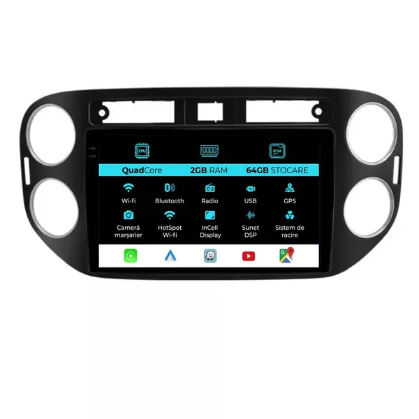 Navigatie Dedicata Volkswagen Tiguan (2011-2016), 9Inch, 2Gb Ram, 32Gb Stocare, Carplay