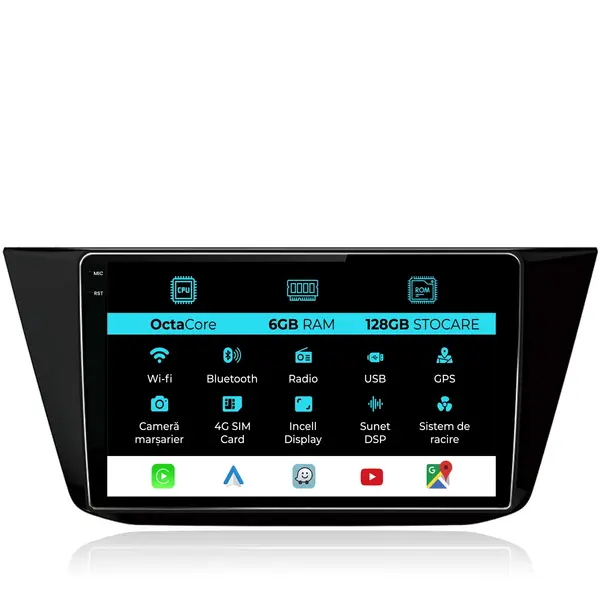 Navigatie Dedicata Volkswagen Tiguan (2016-2023), 10Inch, 6Gb Ram, 128Gb Stocare, Carplay
