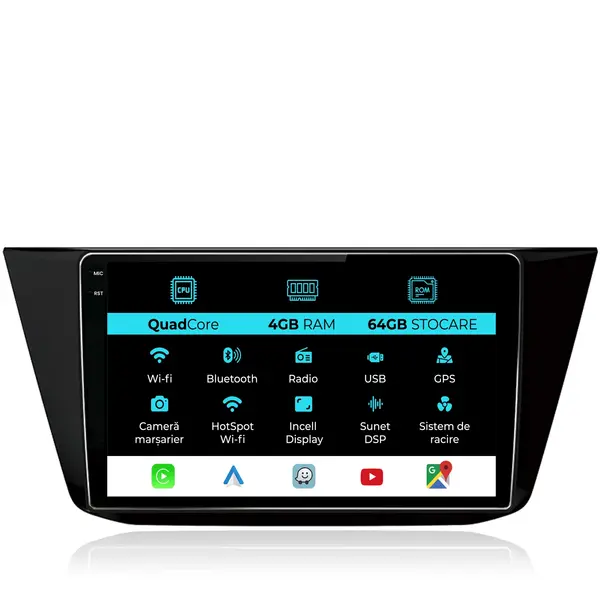 Navigatie Dedicata Volkswagen Tiguan (2016 - 2023), QuadCore, 10 Inch, 4Gb Ram, 64Gb Stocare, Android Auto, Carplay