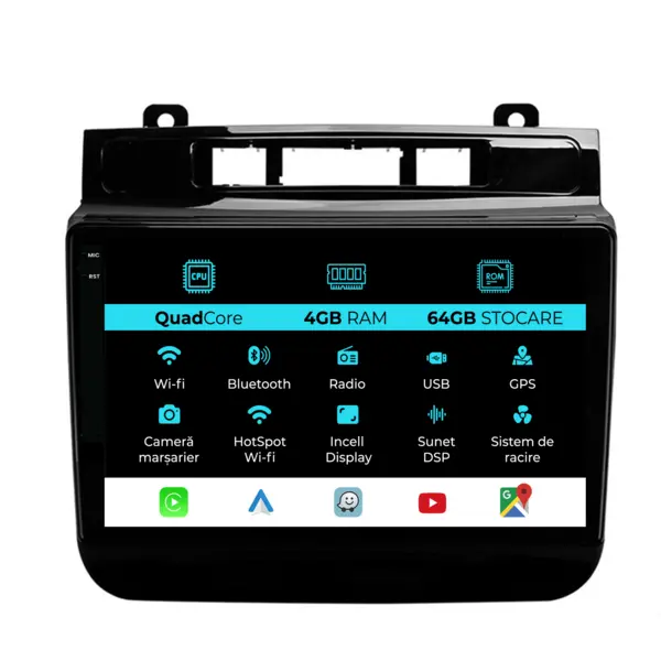 Navigatie Dedicata Volkswagen Touareg (2010 - 2018), QuadCore, 9 Inch, 4Gb Ram, 64Gb Stocare, Android Auto, Carplay
