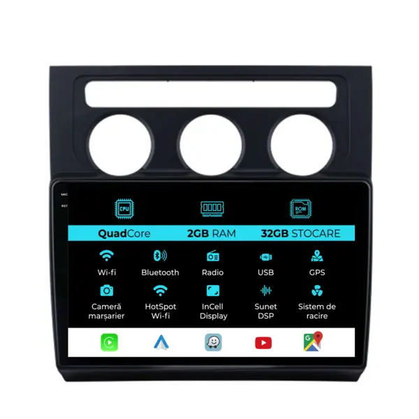 Navigatie Dedicata Volkswagen Touran (2003-2010), 10Inch, 2Gb Ram, 32Gb Stocare, Carplay