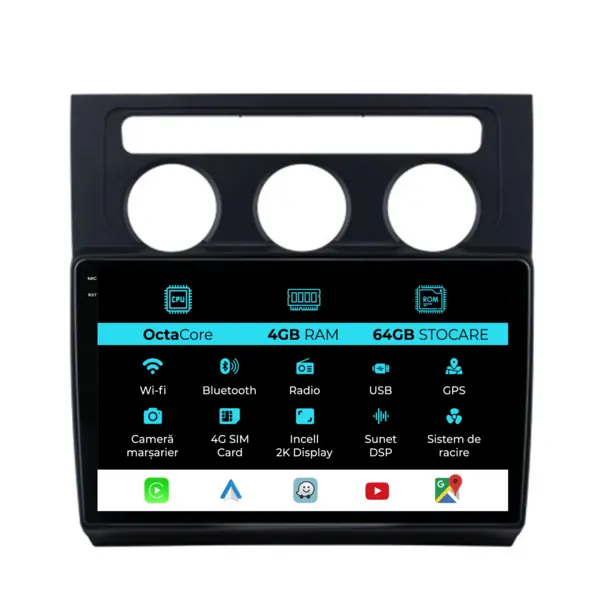 Navigatie Dedicata Volkswagen Touran (2003-2010), 2K, 4Gb Ram, 64Gb Stocare, Carplay