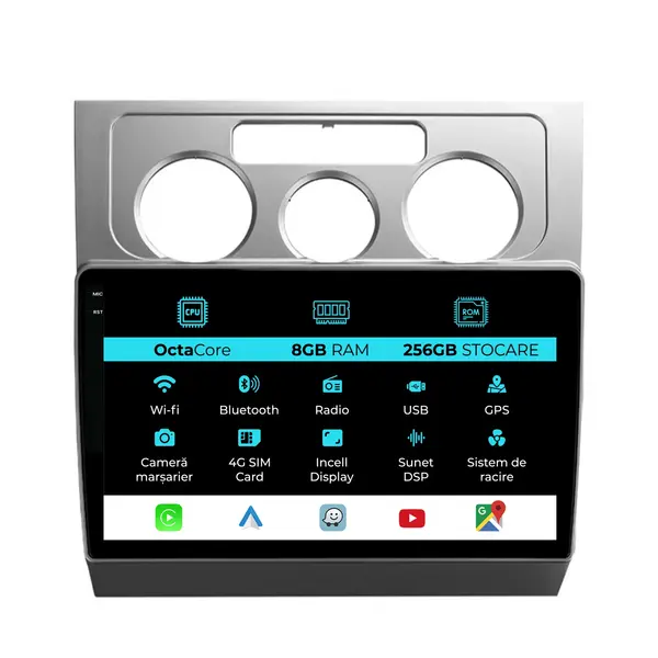 Navigatie Dedicata Volkswagen Touran (2003 - 2014), 10 Inch, 8Gb Ram, 256Gb Stocare, Android Auto, Carplay