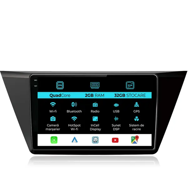 Navigatie Dedicata Volkswagen Touran (2015 - 2020), 10 Inch, 2Gb Ram, 32Gb Stocare, Android Auto, Carplay