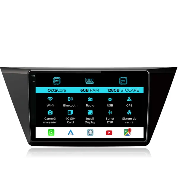 Navigatie Dedicata Volkswagen Touran (2015 - 2020), 10 Inch, 6Gb Ram, 128Gb Stocare, Android Auto, Carplay