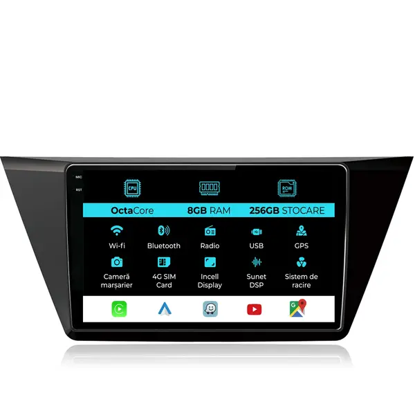 Navigatie Dedicata Volkswagen Touran (2015 - 2020), 10 Inch, 8Gb Ram, 256Gb Stocare, Android Auto, Carplay