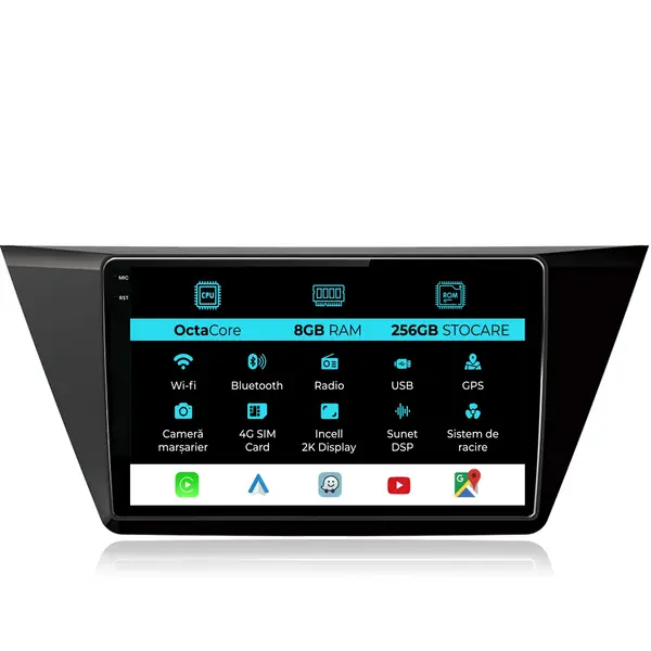 Navigatie Dedicata Volkswagen Touran (2015-2020), 2K, 8Gb Ram, 256Gb Stocare, Carplay