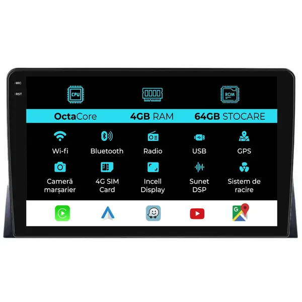 Navigatie Dedicata Volkswagen Transporter (2003 - 2015), 9 Inch, 4Gb Ram, 64Gb Stocare, Android Auto, Carplay