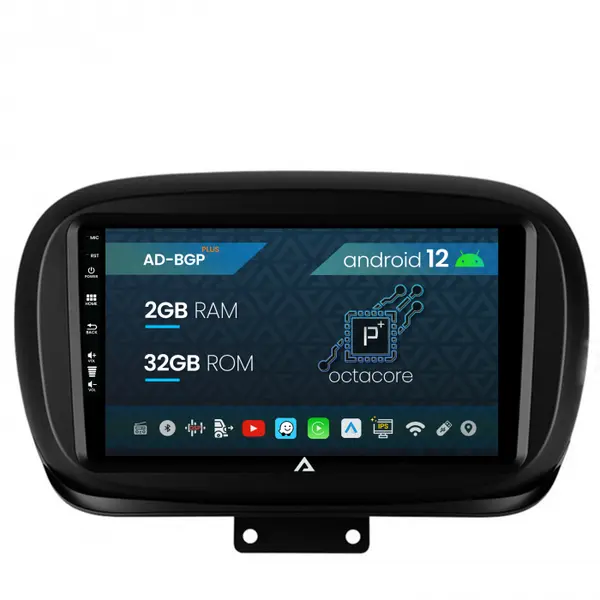 Navigatie Fiat 500X (2014-2020), Android 12, P-Octacore 2GB RAM + 32GB ROM, 9 Inch - AD-BGP9002+AD-BGRKIT362