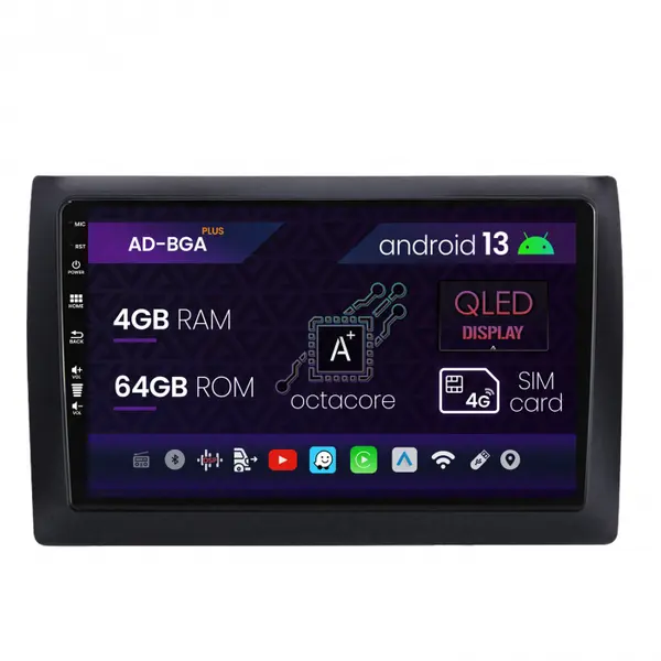 Navigatie Fiat Stilo, Android 13, A-Octacore 4GB RAM + 64GB ROM, 9 Inch - AD-BGASTILOAC