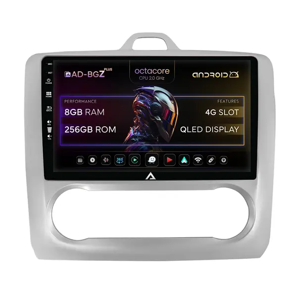 Navigatie Ford Focus MK2 (2004-2011), Clima automata, Android, Z-Octacore 8GB RAM + 256GB ROM, 9 Inch - AD-BGZ9008+AD-BGRKIT117