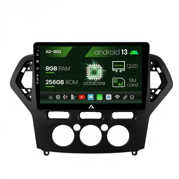 Navigatie Ford Mondeo (2007-2010) Clima Manuala, Android 13, Z-Octacore 8GB RAM + 256GB ROM, 10.1 Inch - AD-BGZ10008+AD-BGRKIT126