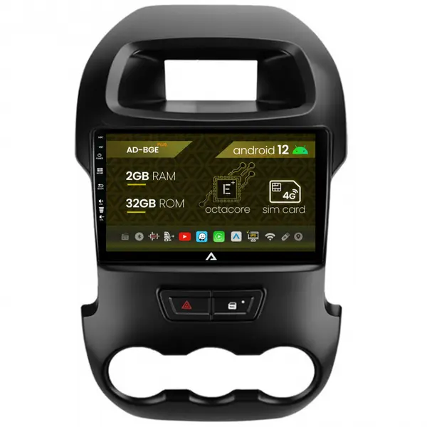 Navigatie Ford Ranger (2011-2015), Android 12, E-Octacore 2GB RAM + 32GB ROM, 9 Inch - AD-BGE9002+AD-BGRKIT135B