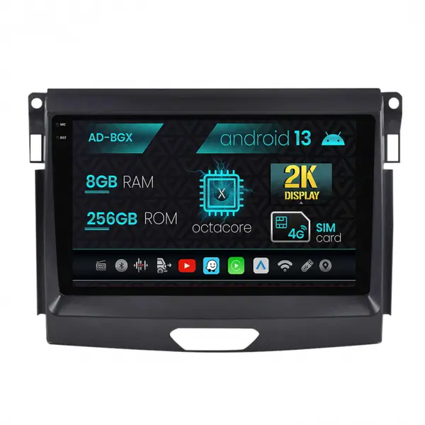 Navigatie Ford Ranger (2015-2020), Android 13, X-Octacore 8GB RAM + 256GB ROM, 9.5 Inch - AD-BGX9008+AD-BGRKIT120