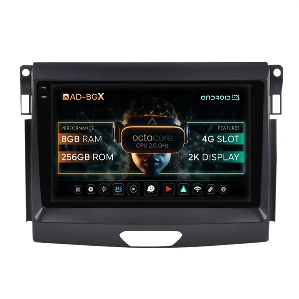Navigatie Ford Ranger (2015-2020), Android, X-Octacore 8GB RAM + 256GB ROM, 9.5 Inch - AD-BGX9008+AD-BGRKIT120
