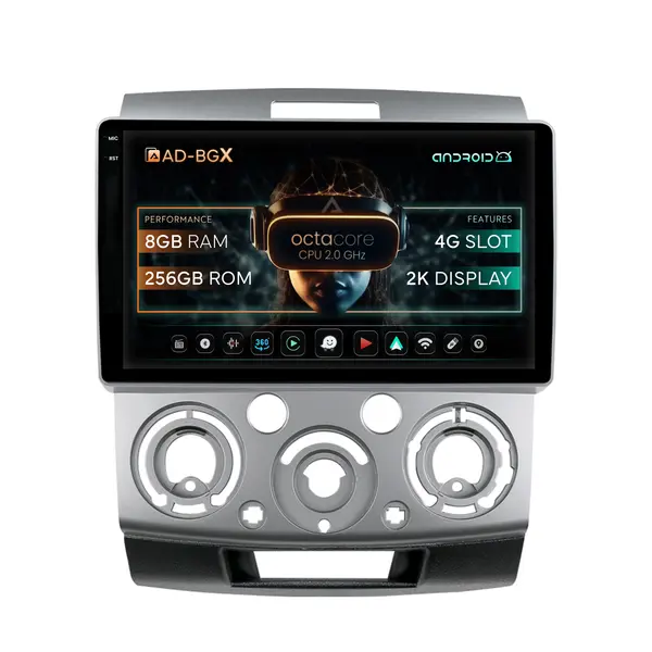 Navigatie Ford Ranger Mazda BT50 (2007-2012), Android, X-Octacore 8GB RAM + 256GB ROM, 9.5 Inch - AD-BGX9008+AD-BGRKIT136