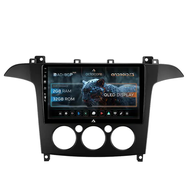 Navigatie Ford S-MAX (2006-2015) Clima Manuala, Android, P-Octacore 2GB RAM + 32GB ROM, 9 Inch - AD-BGP9002+AD-BGRKIT124