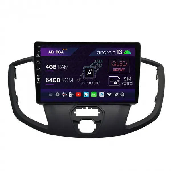 Navigatie Ford Transit (2014-2020), Android 13, A-Octacore 4GB RAM + 64GB ROM, 9 Inch - AD-BGA9004+AD-BGRKIT123V2