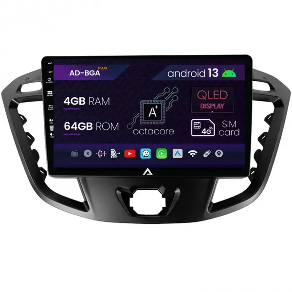 Navigatie Ford Transit Tourneo (2012-2020), Android 13, A-Octacore 4GB RAM + 64GB ROM, 9 Inch - AD-BGA9004+AD-BGRKIT123