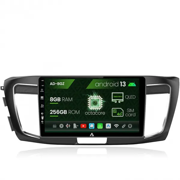 Navigatie Honda Accord 9 (2013-2017), Android 13, Z-Octacore 8GB RAM + 256GB ROM, 10.1 Inch - AD-BGZ10008+AD-BGRKIT002