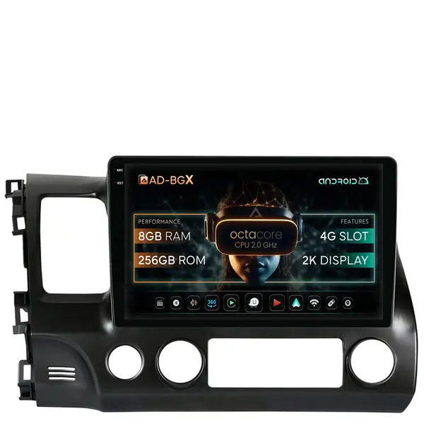 Navigatie Honda Civic (2005-2012), Android, X-Octacore 8GB RAM + 256GB ROM, 10.36 Inch - AD-BGX10008+AD-BGRKIT008