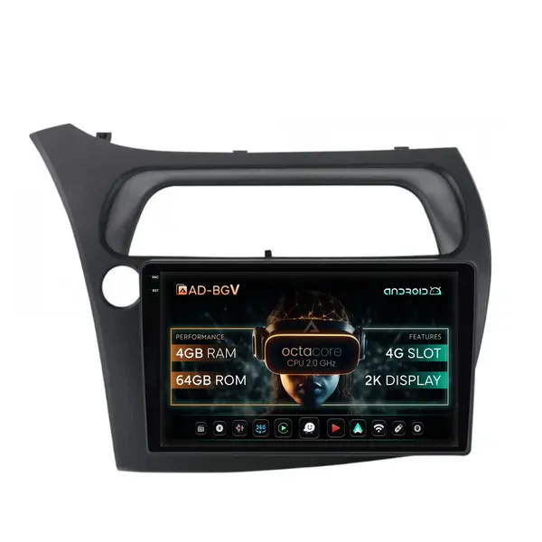 Navigatie Honda Civic Hatchback (2006-2011), Android, V-Octacore 4GB RAM + 64GB ROM, 9.5 Inch - AD-BGV9004+AD-BGRKIT020