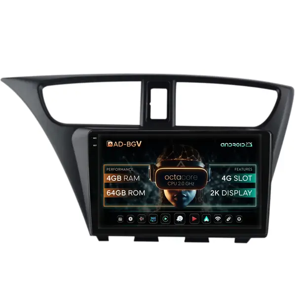 Navigatie Honda Civic Hatchback (2012-2015), Android, V-Octacore 4GB RAM + 64GB ROM, 9.5 Inch - AD-BGV9004+AD-BGRKIT019